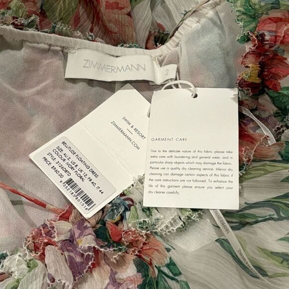NWT. ZIMMERMANN 100% silk dress Sz AU2 US8 multi color - Picture 8 of 16